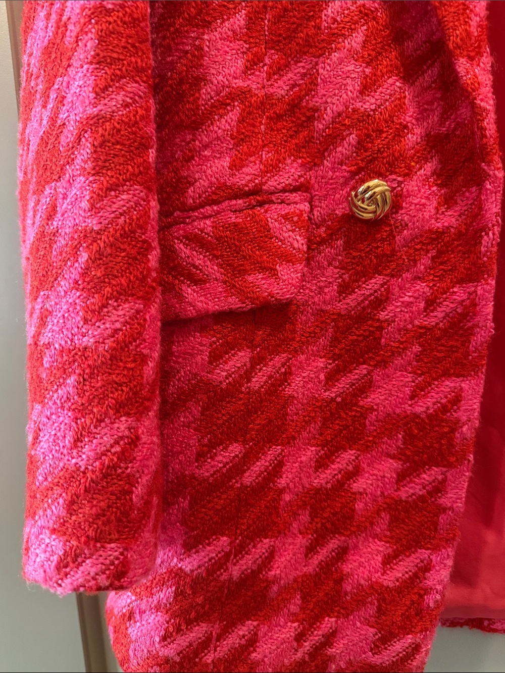 River Island Pink Houndstooth Blazer Jacket - Picture 3 of 5